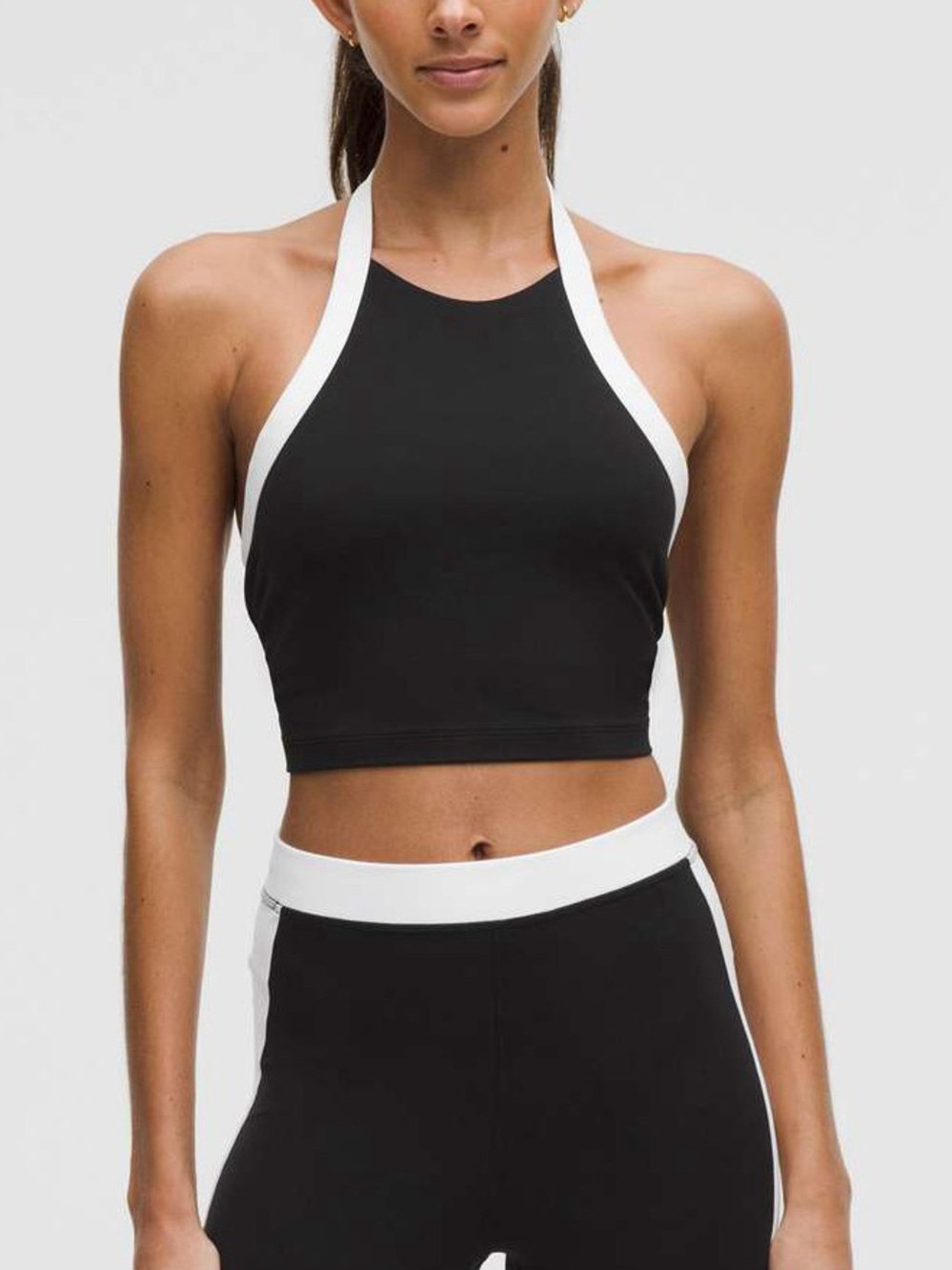 Lululemon Nulu Cropped Halter Tank Top *Light Support, A/B Cup•Black / White